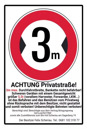 Parken verboten Schild Parken - Verkehr 3m Durchfahrtsbreite Bild