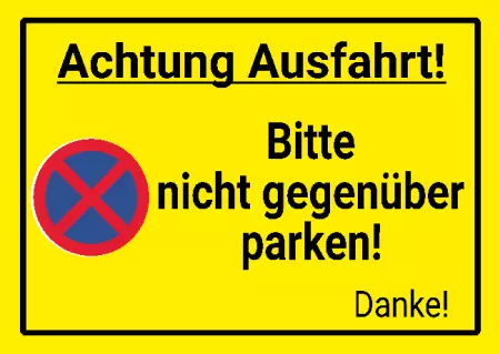 Parken verboten SchildParken - Verkehr Achtung Ausfahrt! Bild