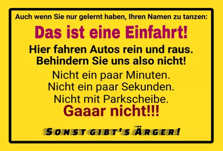 Parken verboten Schild Parken - Verkehr Das ist eine Einfahrt Bild