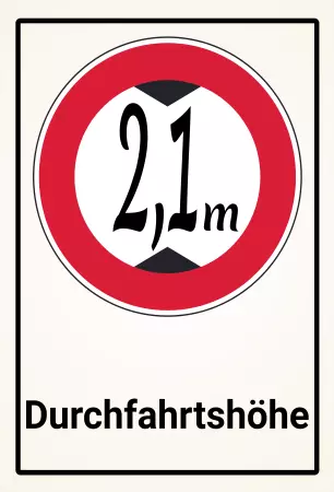 Parken verboten Schild Parken - Verkehr Durchfahrtshöhe 2,1m Bild