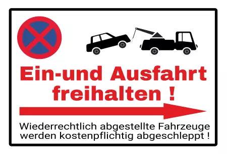 Parken verboten Schild Parken - Verkehr Ein- und Ausfahrt freihalten! Bild