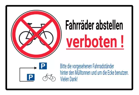 Parken verboten SchildParken - Verkehr Fahrräder abstellen verboten! Bild