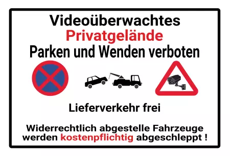 Parken verboten SchildParken - Verkehr Privatgelände Videoüberwacht Bild