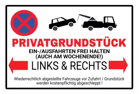 Parken verboten SchildParken - Verkehr Privatgrundstück Ein- und Ausfahrten Frei halten Bild