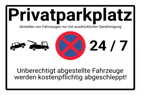 Parken verboten SchildParken - Verkehr Privatparkplatz 24/7 Bild