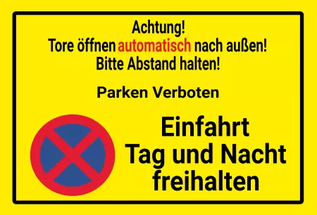 Parken verboten SchildParken - Verkehr Tore öffnen automatisch Bild
